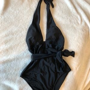 Cupshe All Black Plunge Black Swimsuit